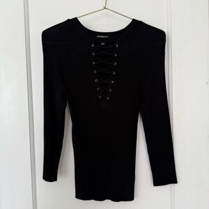 Express black ribbed long sleeve top